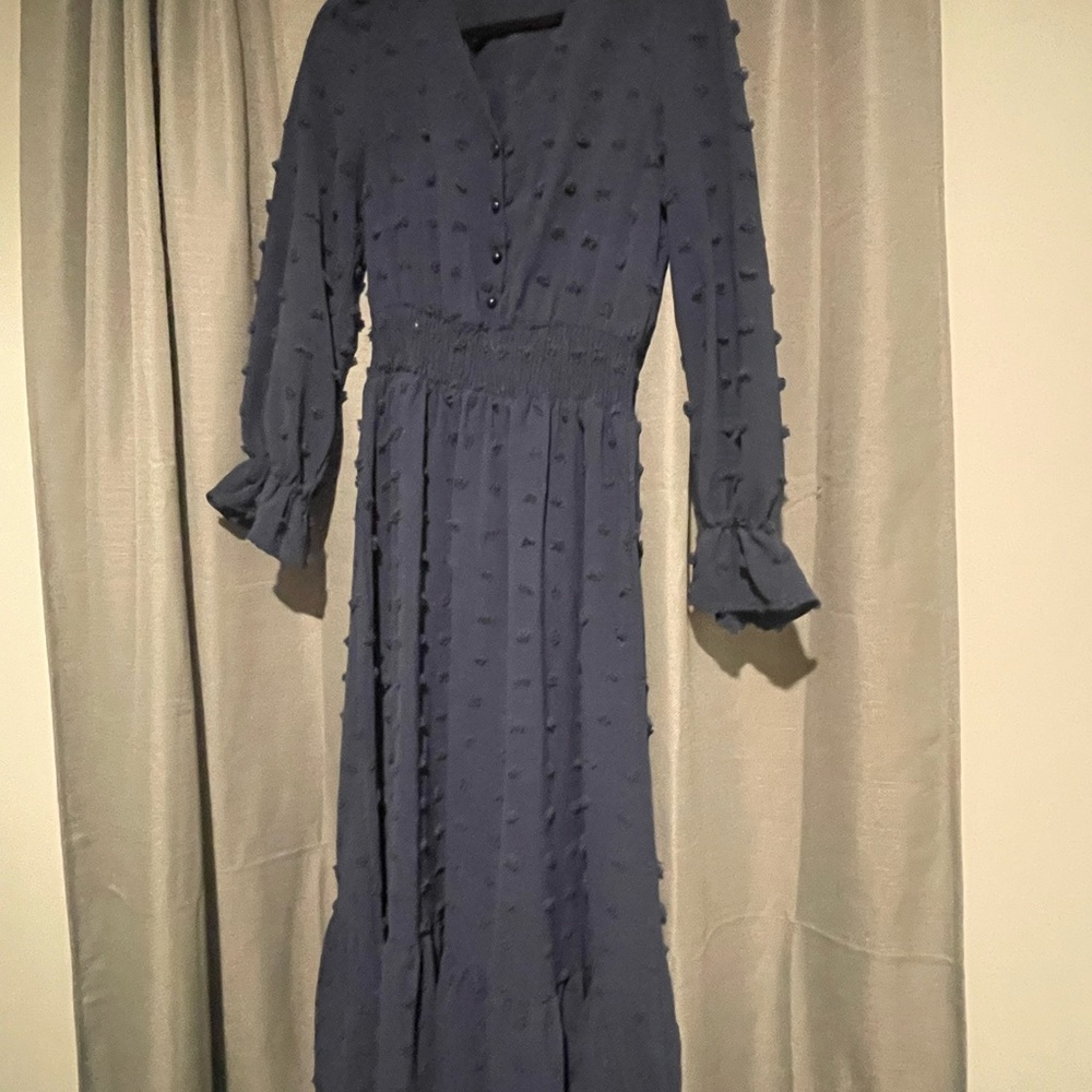 Chic Long Sleeve Blue Dress